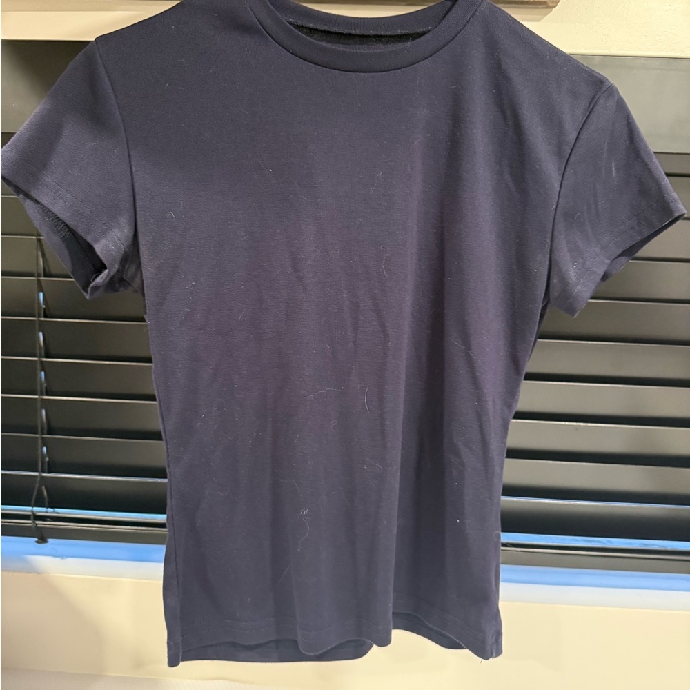 Navy blue set, T shirt and Fold over flare leggings